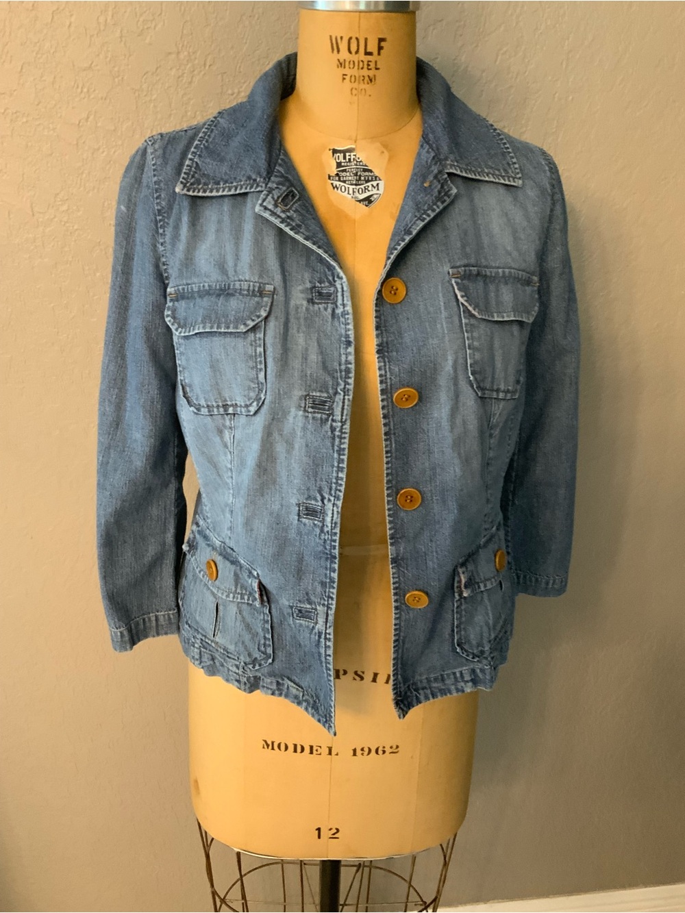 Sigrid Olsen Denim Jacket with Button Front, Lightweight Western Boho, size 4